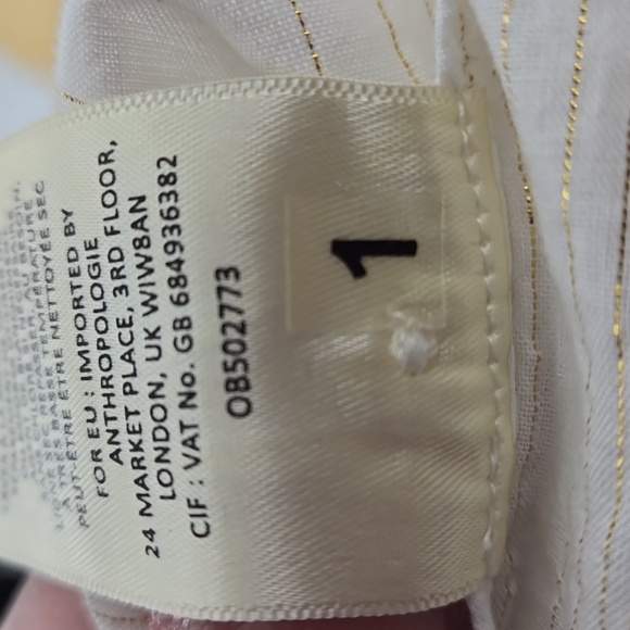 Anthropologie Floreat Womens Embroidered Lace Peplum Blouse Gold Thread  Size 10 - Picture 14 of 16